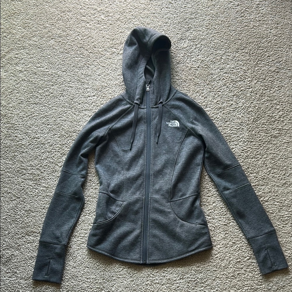 The‎ North Face Lightweight Gray Full Zip Hoodie with Thumb